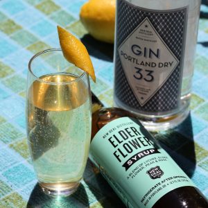 new deal bubble trouble sparkling wine cocktail with elder flower syrup