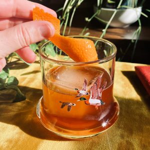 new deal spiced rum old fashioned with cinnamon syrup