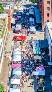 aerial view of Pearl District Culinary Farmers Market booths