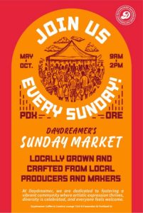 Daydreamer's Sunday Market 2026 digital flyer