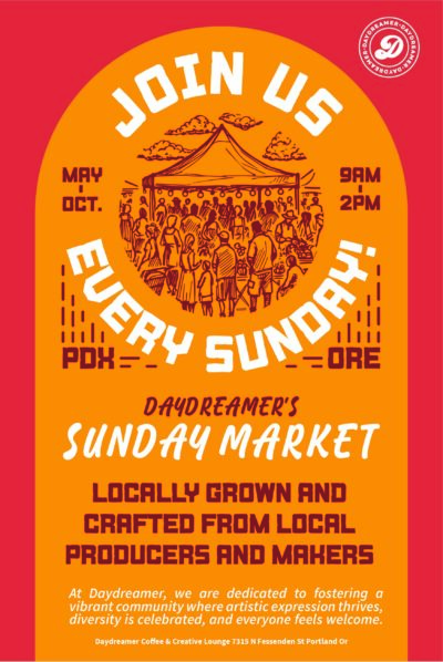 Daydreamer's Sunday Market 2026 digital flyer