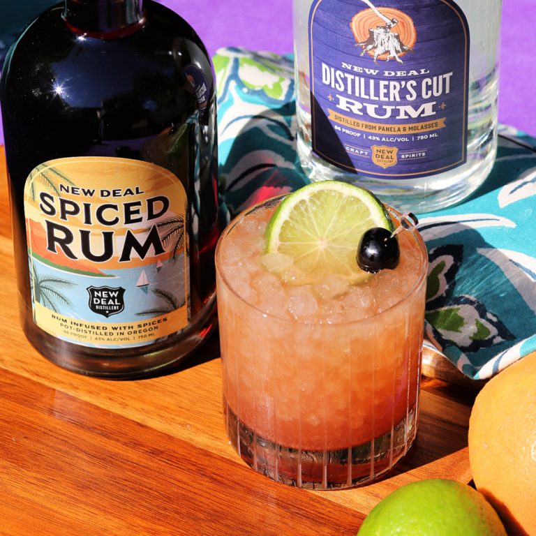 rose city pilot made with new deal rums and locally made tropical syrups