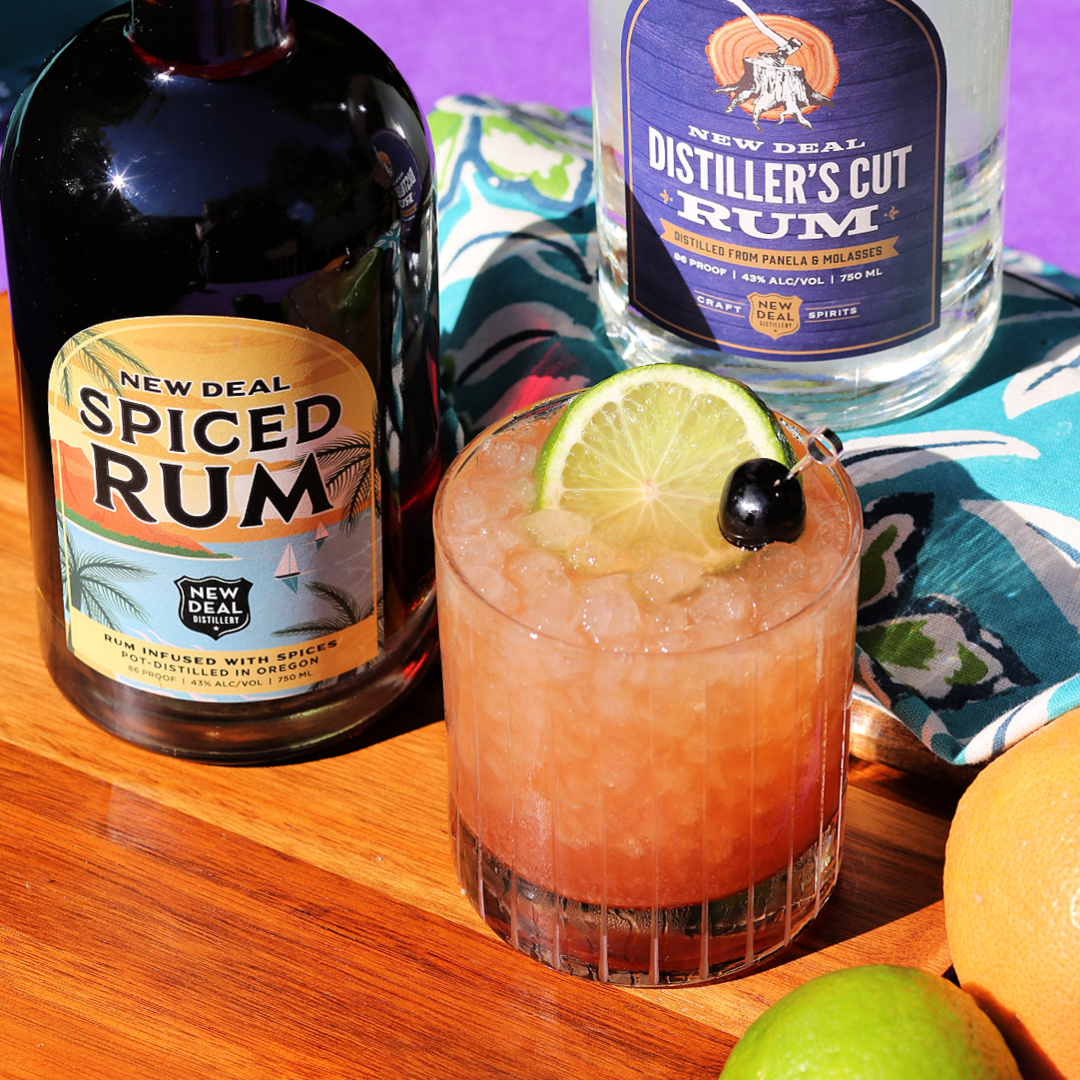 rose city pilot made with new deal rums and locally made tropical syrups